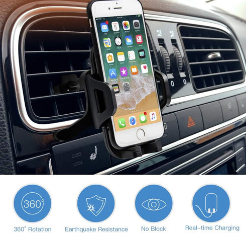Car Phone Mount, Dashboard & Windshield Cell Phone Holder Stand with One-Touch Design 360° Rotation for All Smartphones...