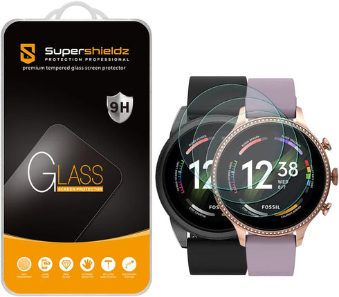 Supershieldz (3 Pack) Designed for Fossil Men's Gen 6 44mm / Fossil Women's Gen 6 42mm / Fossil Q Explorist (Gen 3) Tempered Glass Screen Protecto...