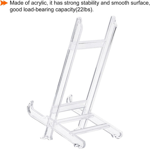 PATIKIL 9" Acrylic Decorative Plate Stand Holder, 2 Pack Table Use Picture Easel Frame Holder for Displaying Photos, Card, Canvases, Clear...