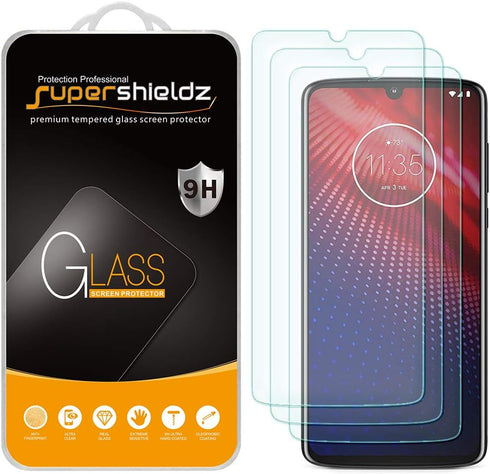 Supershieldz (3 Pack) Designed for Motorola Moto Z4 Tempered Glass Screen Protector, Anti Scratch, Bubble Free...