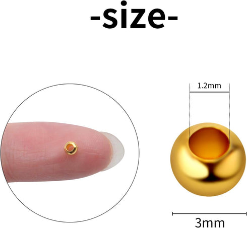 Aylifu Crimp Beads 3mm, 1000 Pieces Stopper Beads Metal Bead Spacers for DIY Bracelet Jewelry Making, Gold...