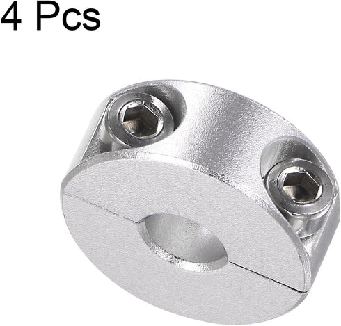 4pcs Double Split Shaft Collar for 8mm Shaft Set Screw Clamp-On Collars, 25mm OD, 10mm Width, for Stoppers, Position, Hold Timing Pulleys, Machine...