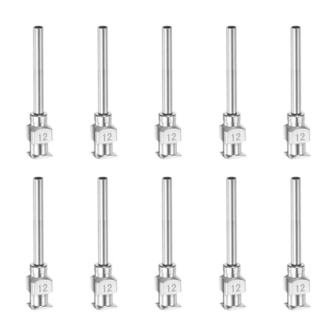 10pcs 12Gauge Stainless Steel Dispensing Needles, 1" All Metal Glue Needle Tube Blunt Tips Luer Lock for Thick Liquids, Ink, Glue, Lab Use...