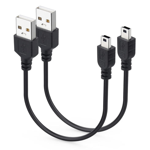 1ft Mini USB Cable 2-Pack, Short USB 2.0 to Mini 5 pin B Charging Cord......