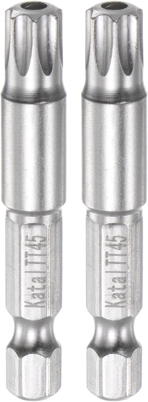 2pcs TT45 Star 7 Point Screwdriver Bit 1/4" Hex Shank 2" Length Magnetic Security Torx Screw Driver Power Tool...