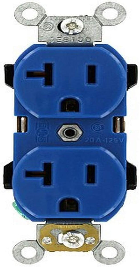 Leviton 5352-BU 20-Amp, 125 Volt, Industrial Heavy Duty Grade, Duplex Receptacle, Straight Blade, Self Grounding, Blue...