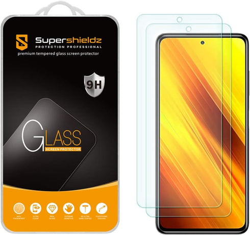 Supershieldz (2 Pack) Designed for Xiaomi Poco X3 / Poco X3 Pro/Redmi Poco X3 NFC Tempered Glass Screen Protector, Anti Scratch, Bubble Free...