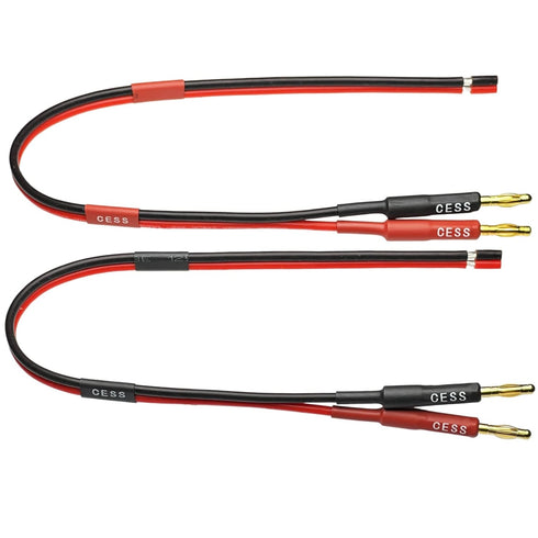 CESS-225-1f Banana Plug Adapter Connector to Bare Wire Open End Audio Cable DIY for Speakers & Amplifier, 2-Channel, 14 Gauge (1 Foot)...