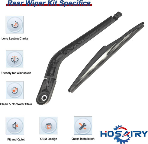 Rear Wiper Arm Blade Set for Toyota Yaris 2007-2014, for Scion XB 2008-2015 Rear Windshield Wiper Arm Blade Assembly 85242-12110 85241-12130...