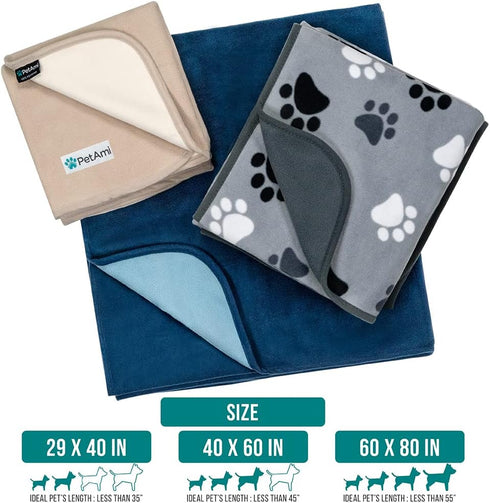 PetAmi Waterproof Dog Blanket for Small Medium Pets Dogs Cats, Pet Couch Cover Protector for Furniture, Reversible Washable Soft Fleece Cat Blanke...