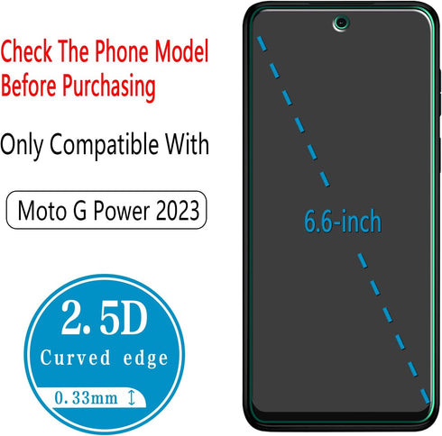 (2 Pack) HPTech Designed for Motorola Moto G Power 5G (2023) (Not Fit for 2022/2021/2020 Version) Tempered Glass Screen Protector, Anti Scratch, B...