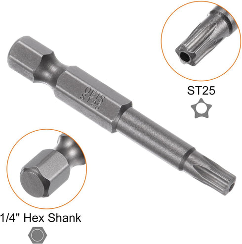 10pcs TS25 Star 5 Point Screwdriver Bit 1/4" Hex Shank 2" Length Magnetic Security Torx Head Screw Driver Power Tool...