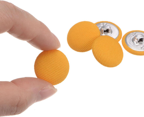 30pcs 32L Fabric Cloth Covered Button 20mm Round Metal Shank Sewing Buttons for Suits Dress Blouses, Yellow...