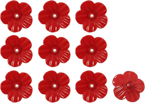 E-outstanding 10 Pcs Hummingbird Feeders Flowers, Feeding Ports Bird Feeder Replacement Parts for Hummingbird Feeder Hanging Feeder, Red...