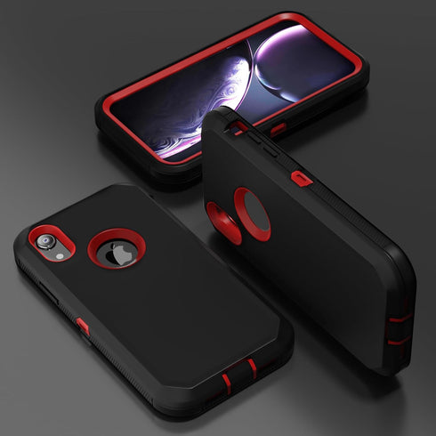 Jiunai for iPhone XR Cases Heavy Duty Port Cover Shockproof Protective Bumper Drop Protection Outdoor Dust Proof Dual Layer Rugged Matte Cover Cas...