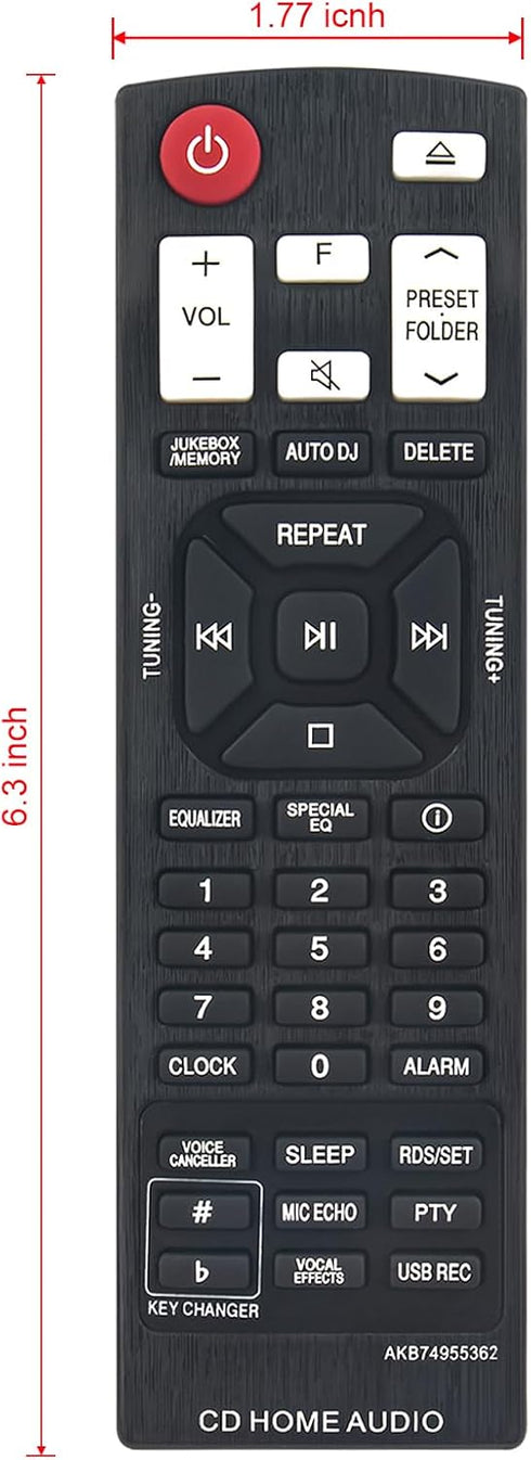 AKB74955362 Replace Remote fit for LG CD Home CK56 CKS57F CK99 Cks99f CL65 OK45 OK55 OK75 OK99 OL100 OL45, Sub Remote COV30748165...