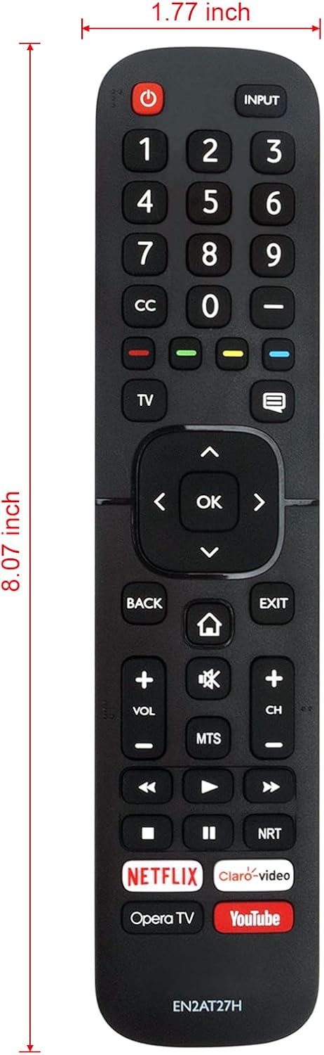 EN2AT27H Replaced Remote fit for Hisense VIDAA Smart TV 40H5F 32H5F1 32H5E 32H5E1 32H5508 32H5020E 32H5030E 32H5040E 32H5050E 32H5070E 32H5080E H5...