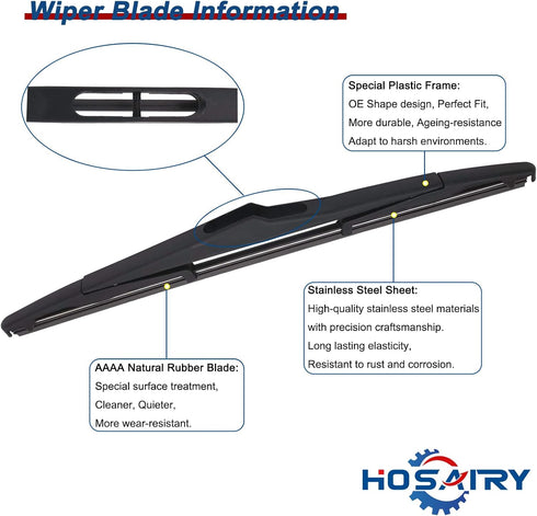 Rear Windshield Wiper Blade for Jeep Wrangler 2007-2017 Jeep Wrangler JK Unlimited 2018 Rear Wiper Blade 68002490AB, 13 inch (Pack of 2)...