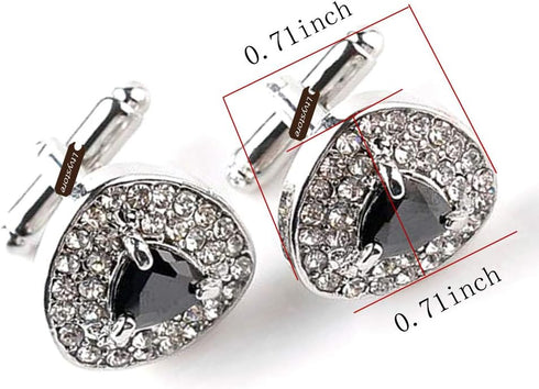 Luxury Black Crystal White Rhinestones Heart Cufflinks for Women Men Shirt, Ltvystore Jewelry Trendy Geometric Cuff Links Buttons with Box...