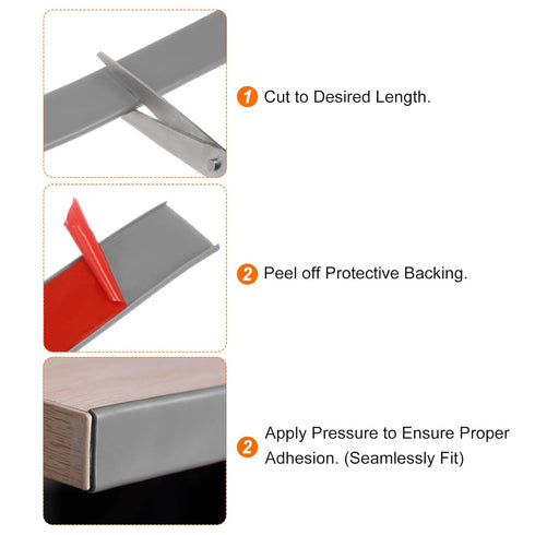 U-Shape Edge Banding 1-1/4" x 9.8ft (32mm x 3000mm) Self Adhesive TPE Flexible Veneer Edging Edge Protector for Furniture Cabinet Table Repair, Gr...