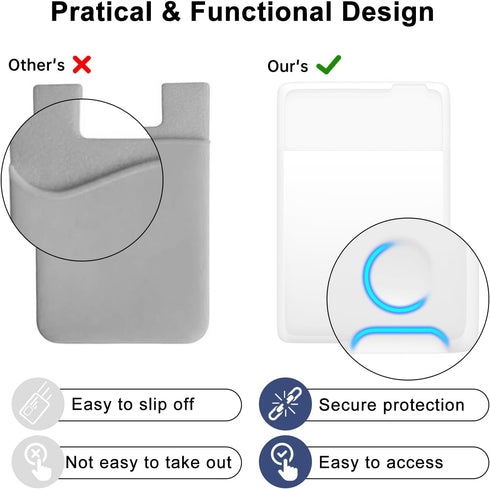 oakxco Phone Wallet Stick On, Secure Phone Card Holder Silicone, Adhesive Pocket Sleeve ID Credit Card, Slim Thin Card Case for Men Women Cute, Co...