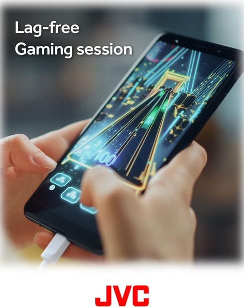 JVC USB-C Wired Earbuds Headphones, Delay-Free for Videos and Gaming, Built-in DAC Reduces Noise and Improves Sound Quality, 10.7 mm Diameter Neod...