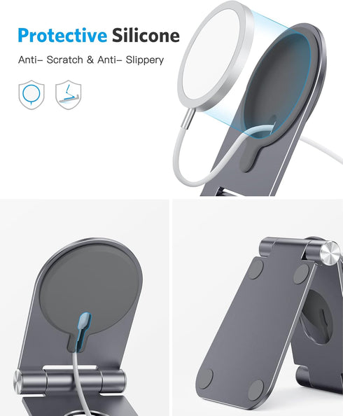 OMOTON Stand for MagSafe Charger, Foldable Phone Stand Holder for MagSafe Accessories, Not Include Charger or Cable, Compatible with iPhone 16/15/...