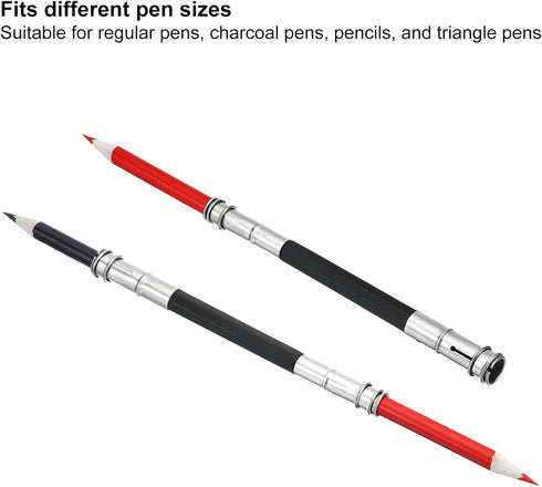 PATIKIL Pencil Extenders, 12 Pack Metal Dual Head Adjustable Pencil Holder Extender for Artists Drawing Shading, Black...