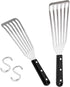 HaSteeL Fish Spatula 2-Piece, Stainless Steel Slotted Turner for Flipping, Turning, Frying & Grilling, Metal Slotted Spatulas Great for Kitchen Co...