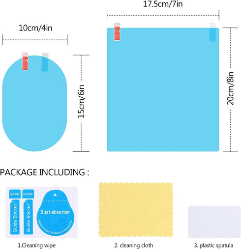 8 Pieces Car Rearview Mirror Film, Anti Fog Glare Rainproof Waterproof Mirror HD Clear Nano Coating Car Film, Protective Sticker for Rear View Mir...