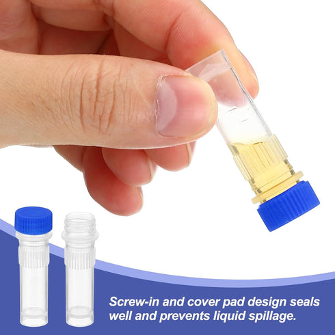 PATIKIL 1ml Plastic Cryogenic, 200Pcs Self Standing Cryogenic Vial Screw Top Frozen Test Tube for Lab Laboratory Science, Blue Cap...