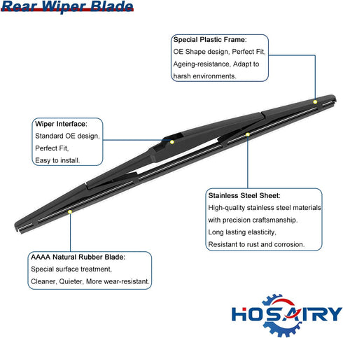 Rear Wiper Arm Blade Set for Hyundai Santa Fe 2007-2012 2.4L 2.7L, for Hyundai Accent Hatchback 2006-2012 Rear Windshield Wiper Arm Blade Assembly...