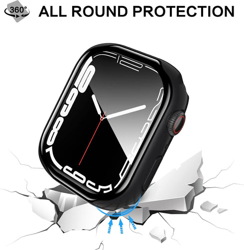 YMHML Waterproof Case Compatible for Apple Watch Series 8 Series 7 45mm with Tempered Glass Screen Protector, Hard PC Full Coverage Touch Sensitiv...