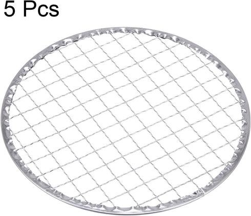 5pcs Round BBQ Grill Net 6.5" Dia Galvanized Iron Barbecue Mesh Mat for Baking Smoking Charcoal Grilling Roasting...