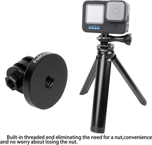 PellKing 1/4 Tripod/Monopod Adapter Mount Compatible with GoPro Hero 12 11 10 9 8 7 6 5 Camera, AKASO, Insta360,DJI Osmo Action 2 3 4 CNC Quick Re...