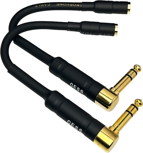 CESS-238 Right Angle 1/4 Inch TRS to 3.5mm Right Angle Adapter,6.35mm Male to 3.5mm Female Stereo Headphone Audio Adapter...