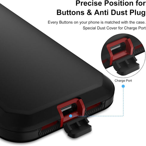 Jiunai for iPhone XR Cases Heavy Duty Port Cover Shockproof Protective Bumper Drop Protection Outdoor Dust Proof Dual Layer Rugged Matte Cover Cas...