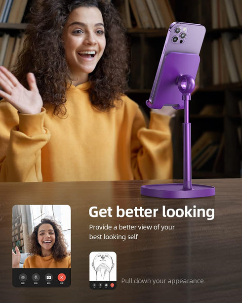 LISEN Dark Purple Cell Phone Stand Desktop Accessories fits iPhone 14 Stand for Desk All Mobile Phone, iPhone, iPad, Tablet 4-10'' Kitchen Accesso...