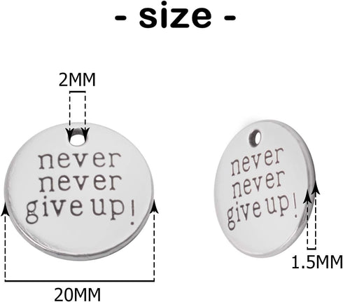 Aylifu 30 PCS of Alloy Inspirational Words Message Charm Pendants never never give up for Crafting Bracelet Necklace Jewelry Making Accessory...