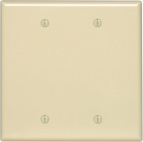 Leviton 80525-I 2-Gang No Device Blank Wallplate, Midway Size, Ivory......