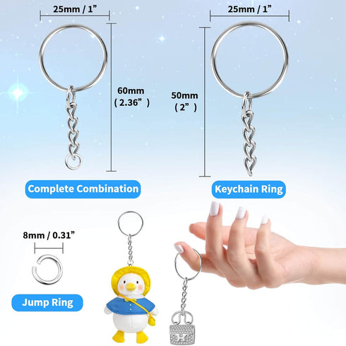 Paxcoo 100Pcs Split Key Chain Rings with Chain and Jump Rings Bulk for Crafts...