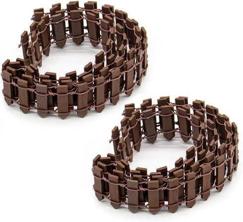AUEAR, 2 Pack 35 Inch Long Mini Fairy Garden Fence Wood Ornament Wooden Decorative Picket Fence for DIY Crafts Project (Brown, 2-Pack)...