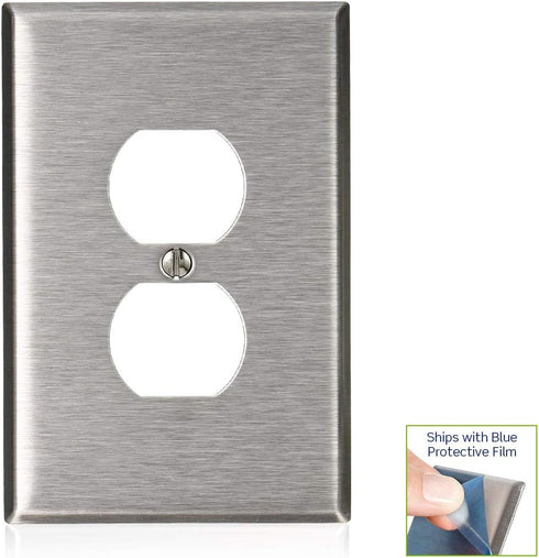 Leviton 1-Gang Duplex Wallplate, Oversized, Magnetic Stainless Steel, 84103...