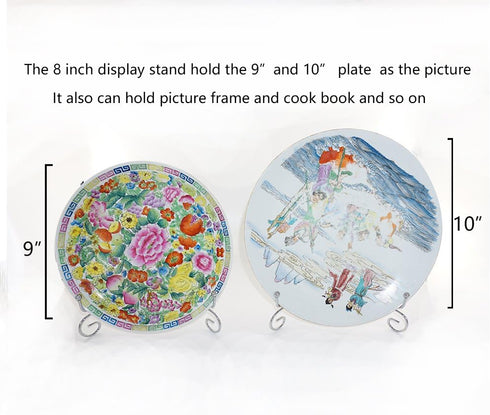 Artliving (4 pack 8" Iron Large Plate Stand, Silver Iron Easel Plate Display Photo Holder Stand, Displays Picture Frames, Cookbooks, Decorative Pl...