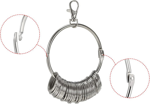 PATIKIL 3.4 Inch Dia Key Organizer Keychain, 1pcs Key Management Holder with 30 Keys Rings for Office, Silver...