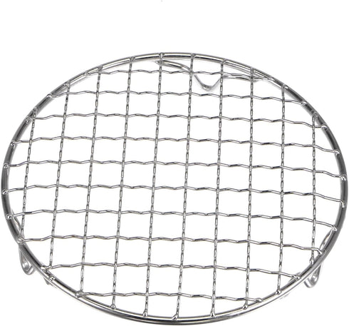Round Cooking Rack 6-inch 201 Stainless Steel Cross Wire Barbecue Grill Net with 20mm Legs for Cooking Baking Steaming BBQ...