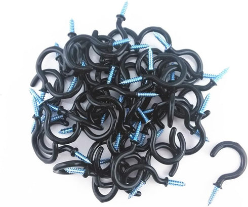 Yueton 50pcs Vinyl Coated Screw-in Ceiling Hooks Cup Hooks (Black)...