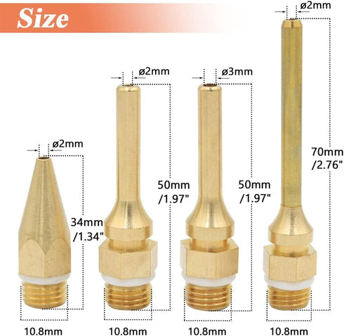 Eyech 4 pack Interchangeable Hot Glue Gun Nozzles Copper Glue Gun Nozzle Assortment Set for Melting Glue Gun Use Craft Repair Tool 2.0x70mm 2.0x50...