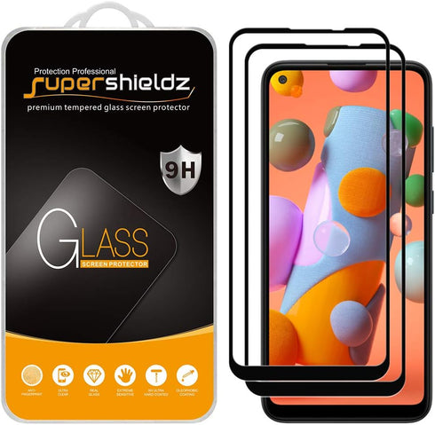 Supershieldz (2 Pack) Designed for Samsung Galaxy A11 Tempered Glass Screen Protector, (Full Screen Coverage) Anti Scratch, Bubble Free (Black)......