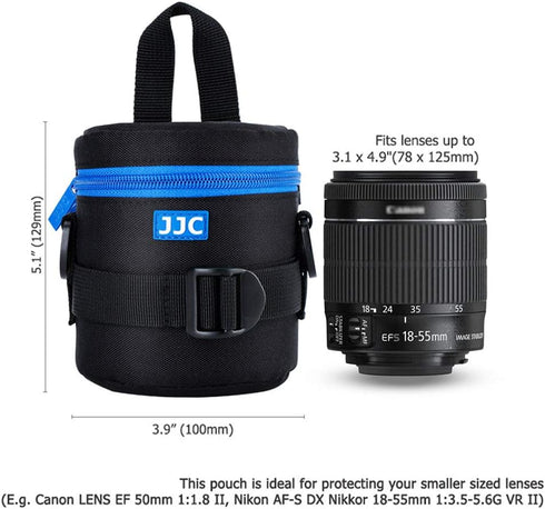 JJC Camera Lens Pouch Case for Canon EF-S 18-55mm EF 50mm Nikon AF-S 18-55mm Nikkor AF 50mm Fujifilm XF 16mm 23mm XC 15-45mm etc, Zipper Polyester...